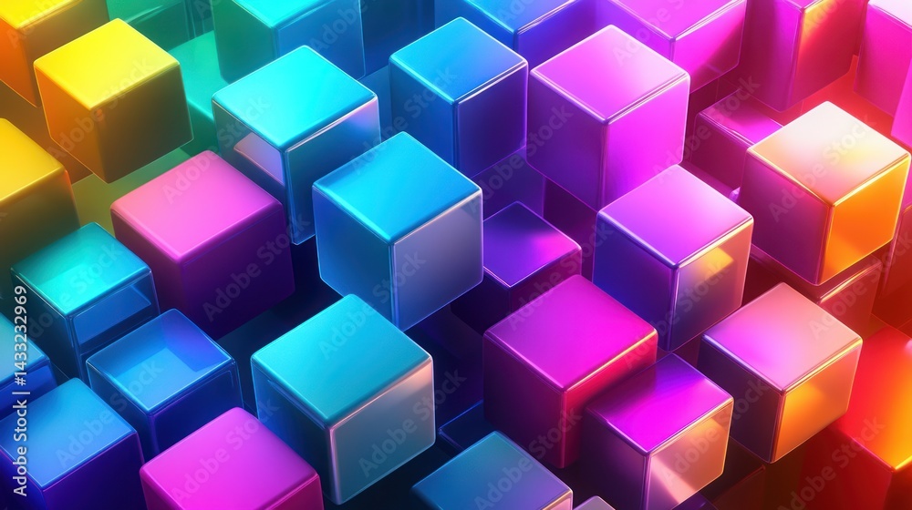 Vibrant Rainbow Cubes Abstract Background Vibrant Rainbow Cubes Abstract Background