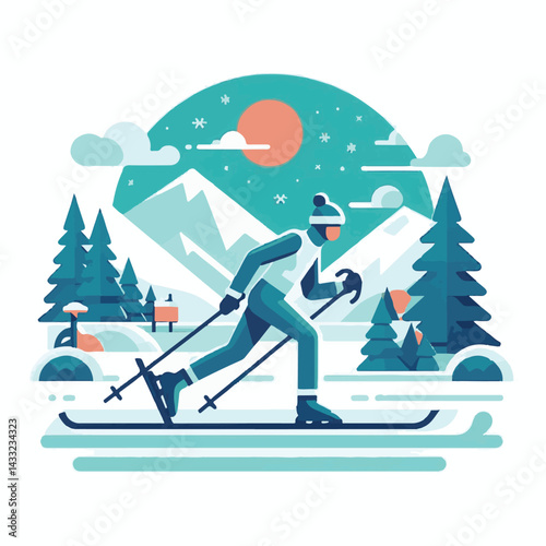 snow, ski, sport, winter, nature, active, cold, vacation, exercise, cross, activity, skier, season, outdoor, man, landscape, athlete, trail, lifestyle, cross-country skiing, skiing, training, forest, 