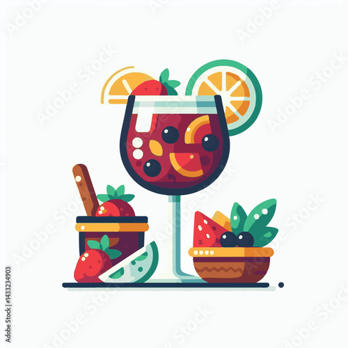 cocktail, beverage, alcohol, glass, sangria, drink, fruit, juice, summer, orange, ice, red, refreshing, wine, fresh, cold, citrus, food, sweet, apple, punch, refreshment, spanish, berry, lemon, mint, 