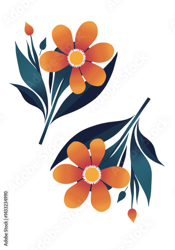 floral background with orange flowers