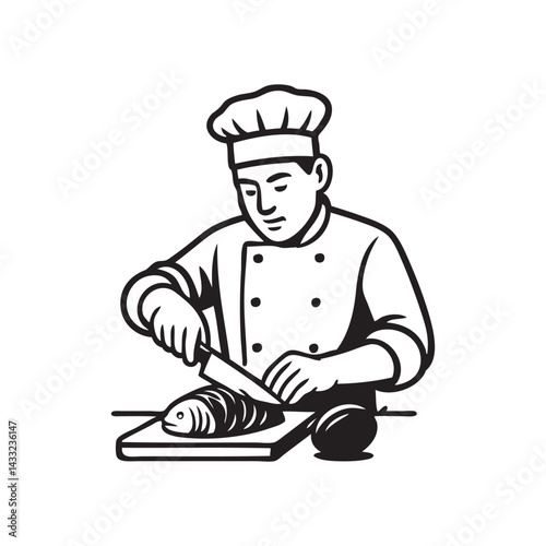 chef is slicing tuna