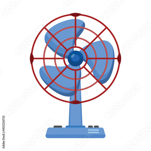 Electric fan icon in flat style. Propeller vector illustration on isolated background. Cooler sign business concept.