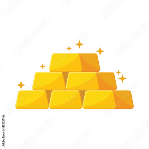 Gold bar stack icon in flat style. Golden ingot vector illustration on isolated background. Financial treasure sign business concept.