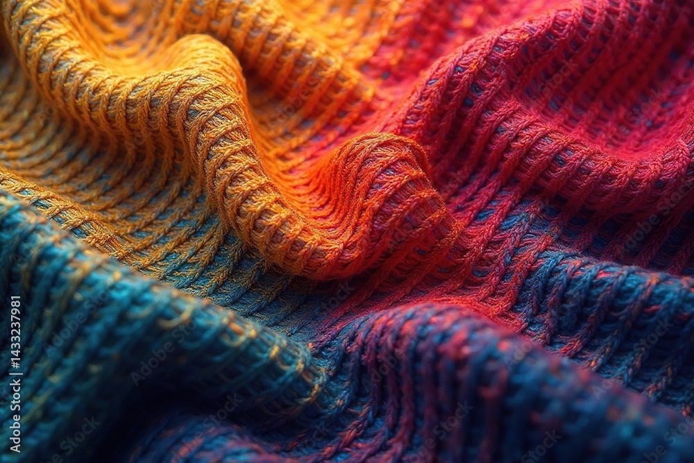 Fototapeta premium Intricate woven fabric, subtle color variations, close-up, crocheted