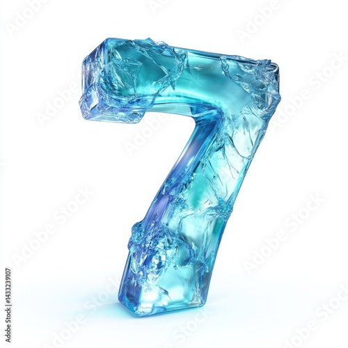 Clear ice number seven with intricate details reflecting light beautifully in a creative display Generative AI