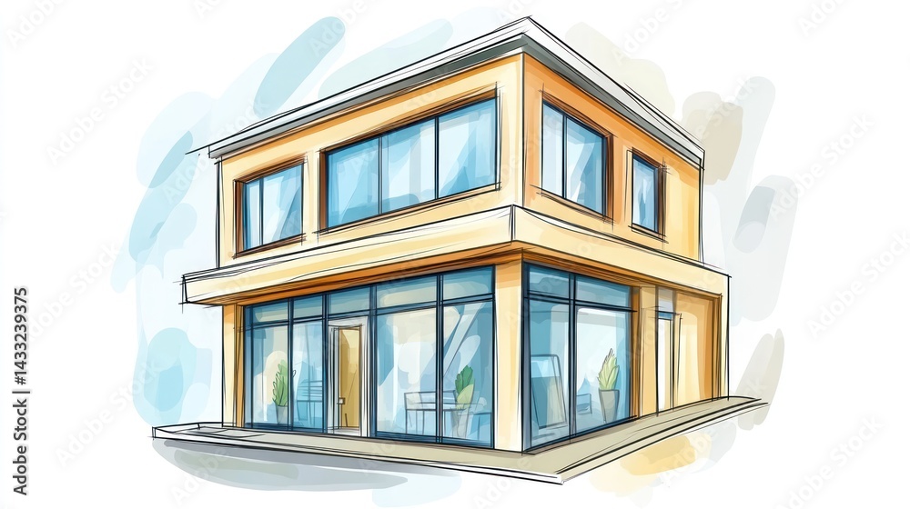 Fototapeta premium Modern Commercial Building Illustration