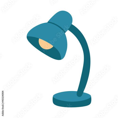 Flat vector cartoon of a modern desk lamp. Study light source for school or office use.