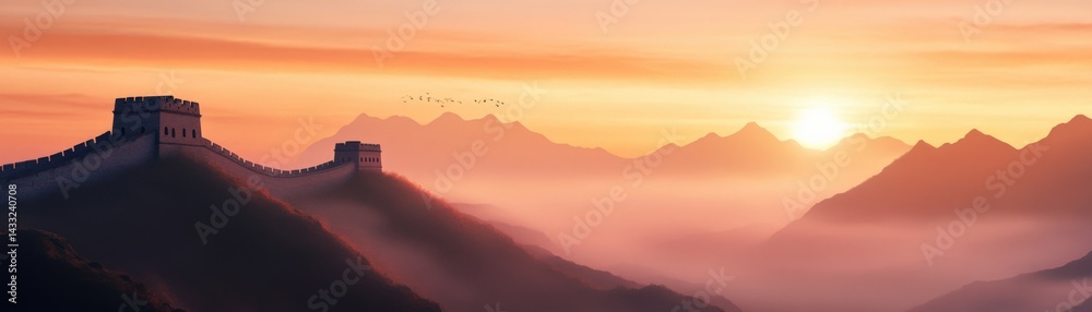 Fototapeta premium Sunrise over great wall