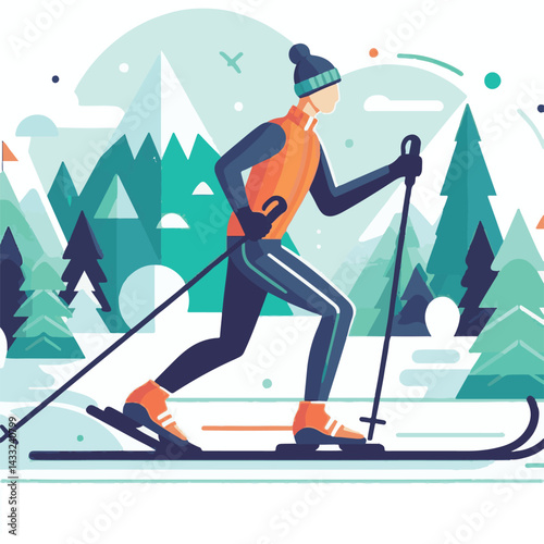 snow, ski, sport, winter, nature, active, cold, vacation, exercise, cross, activity, skier, season, outdoor, man, landscape, athlete, trail, lifestyle, cross-country skiing, skiing, training, forest, 