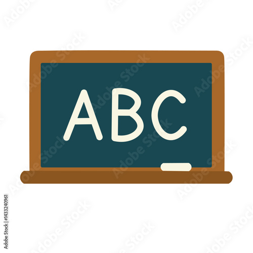 Dark green school chalkboard with ABC letters in cartoon flat style. Vector illustration.
