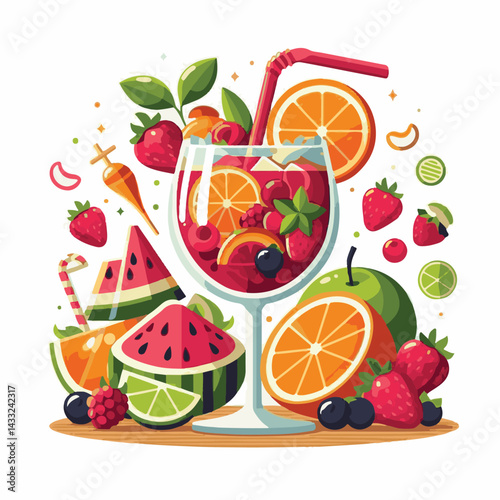 cocktail, beverage, alcohol, glass, sangria, drink, fruit, juice, summer, orange, ice, red, refreshing, wine, fresh, cold, citrus, food, sweet, apple, punch, refreshment, spanish, berry, lemon, mint, 