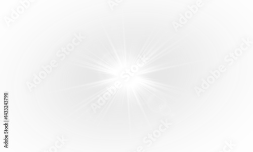 PNG yellow star flashed with sparkles sun isolated on white background. Soft glow without departing rays, sunlight with lens flare effect. PNG light effect.
