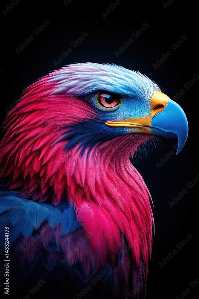 Colorful eagle portrait showing power and beauty