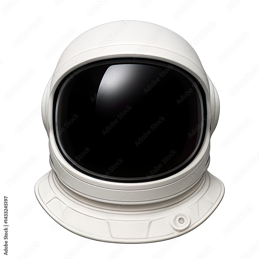 Fototapeta premium Minimalist Astronaut Helmet with Black Visor Front View Isolated on Transparent Background, generative ai