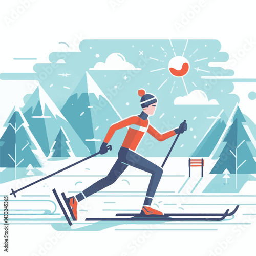 snow, ski, sport, winter, nature, active, cold, vacation, exercise, cross, activity, skier, season, outdoor, man, landscape, athlete, trail, lifestyle, cross-country skiing, skiing, training, forest, 
