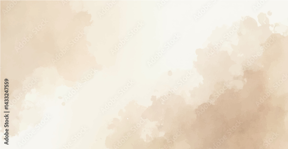 Obraz premium Abstract Light dusty soft pastel color shade. Brown sepia beige nude gray white watercolor pattern. Elegant art background. Paper brush stain splash. Blank template design.