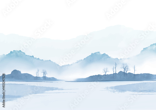 Abstract hand painted minimal watercolour landscape background