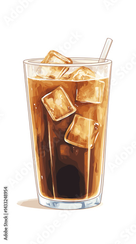 Iced coffee coffe caramel macchiato isolated on white background
