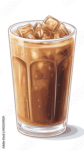 Iced coffee coffe caramel macchiato isolated on white background