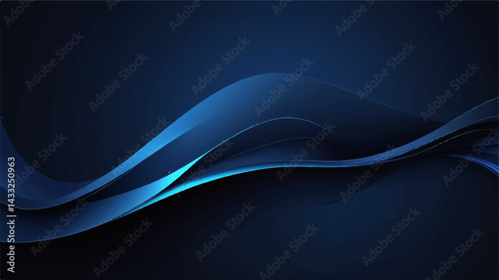 Fototapeta premium Abstract dark blue color smooth light lines background. Vector illustration