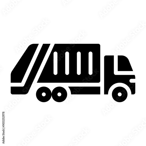 Garbage Truck glyph solid icon. garbage truck black illustration