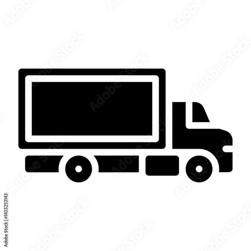 Box Truck glyph solid icon. cargo truck black illustration