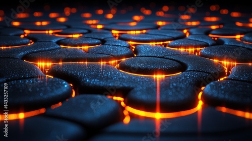 Abstract Lava Rock Formation: Glowing Orange and Blue Texture