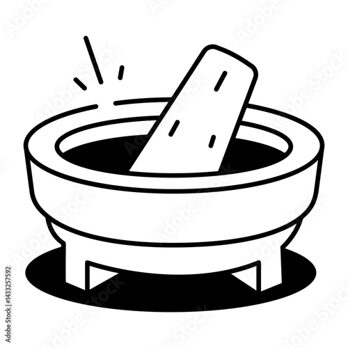 A hand drawn style icon of a grinding stone 
