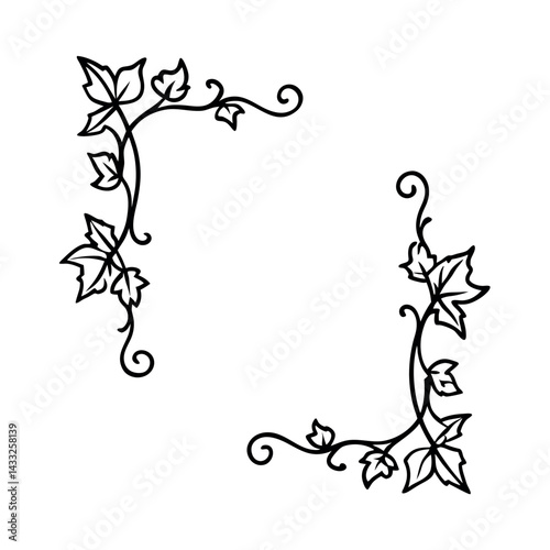 Botanical Ivy Scroll Border for Invitations