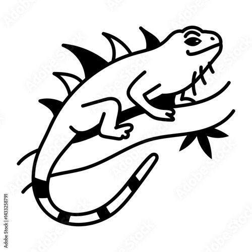 A hand drawn style icon of iguana 
