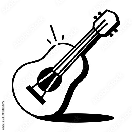 A hand drawn style icon of a guitar 
