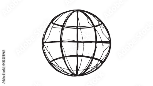 Globe line art illustration ideal for travel and geographical themes