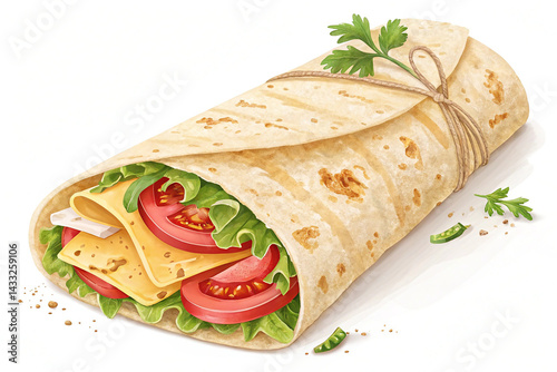 Tortilla wrap bread isolated on transparent background png