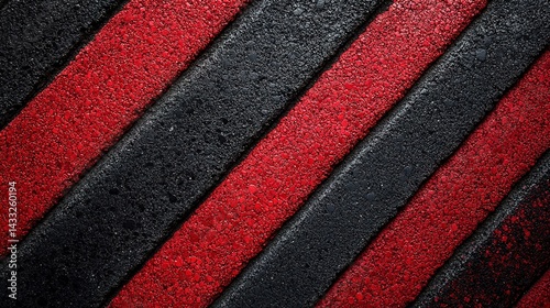 Textured Red and Black Diagonal Stripes with Granular Surface De