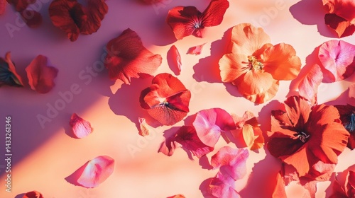 Wallpaper Mural Falling rose petals on pastel background with soft romantic lighting Torontodigital.ca