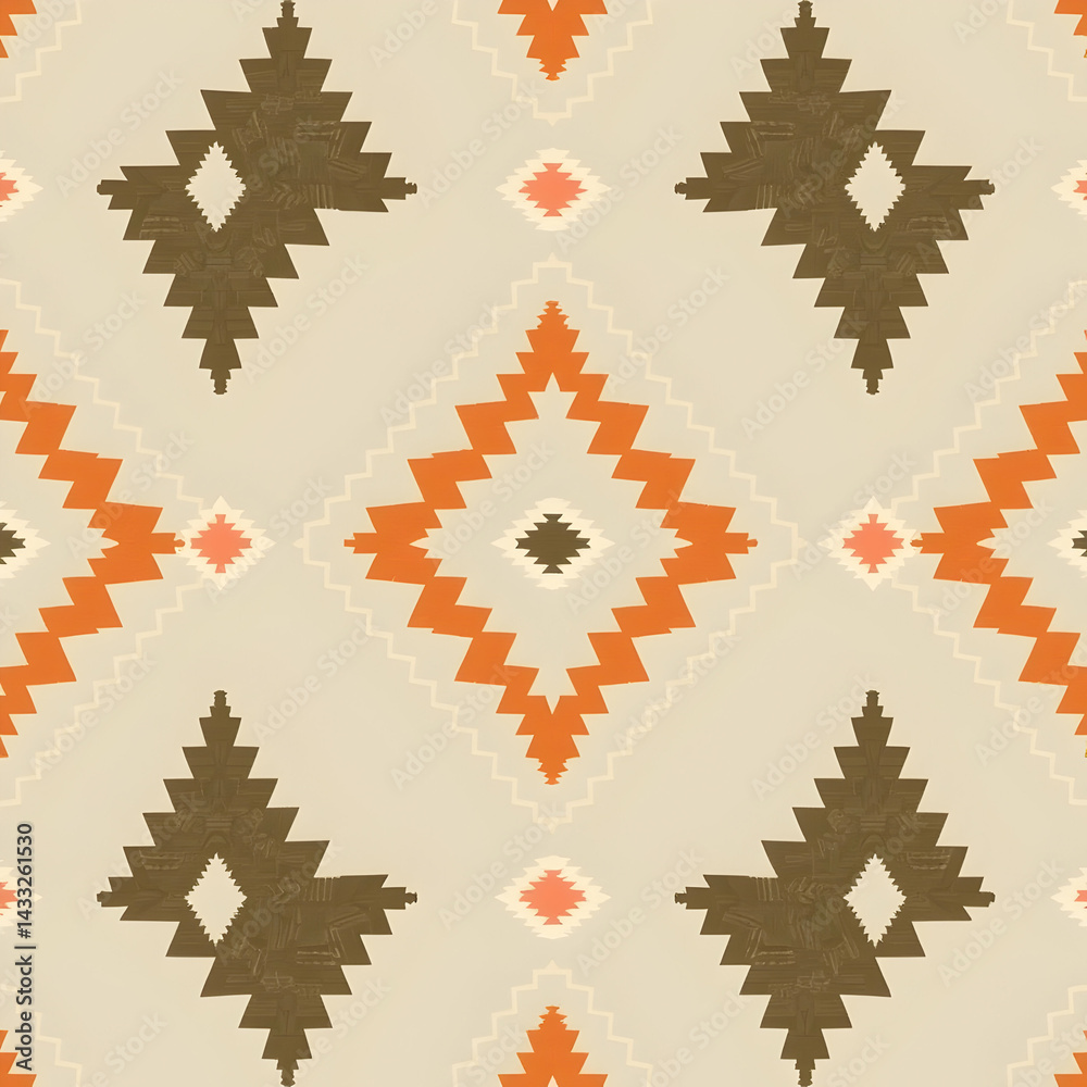 Modern Navajo-inspired chevron and diamond design, seamless pattern. Modern Navajo-inspired chevron and diamond design, seamless pattern.
