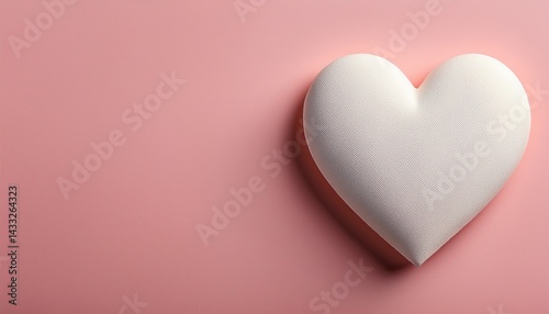 Simple white heart shape object on pale pink background. Generated image