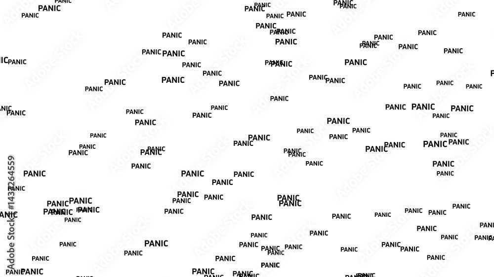 Black letters of panic floating randomly