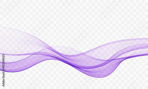 Lilac Wave. An abstract, smooth, transparent, wave design element. The lilac-colored wave moves in a curved, smoky stream.