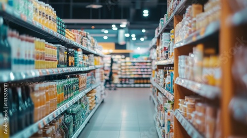 Wallpaper Mural Supermarket aisle with colorful product shelves Torontodigital.ca