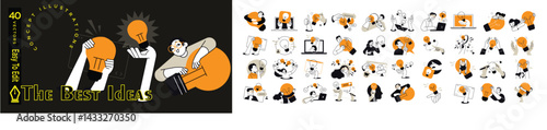 set of vectors for best ideas concept eEditable stroke and fills vector illustration