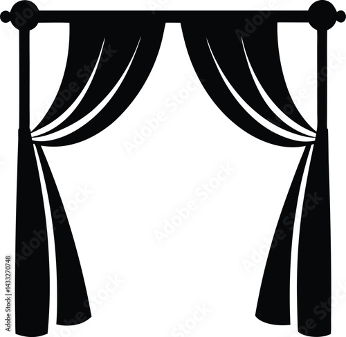 Curtain icon black silhouette vector illustration on transparent background
