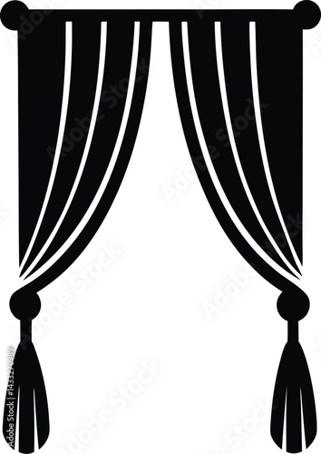 Curtain icon black silhouette vector illustration on transparent background

