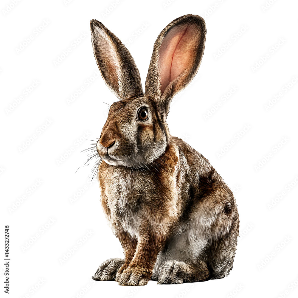 Focused portrait showcases a hare against a contrasting dark background Focused portrait showcases a hare against a contrasting dark background