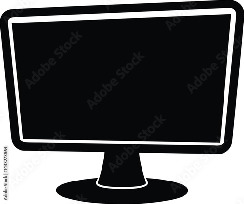 Computer Monitor icon black silhouette vector illustration on transparent background
