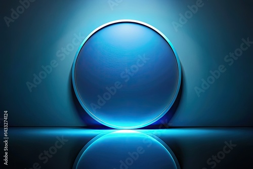 Panoramic Abstract Blue Circle Design - Modern Gradient Background Wallpaper