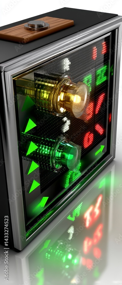 Stock market ticker display financial district digital graphic urban environment close-up investment insight