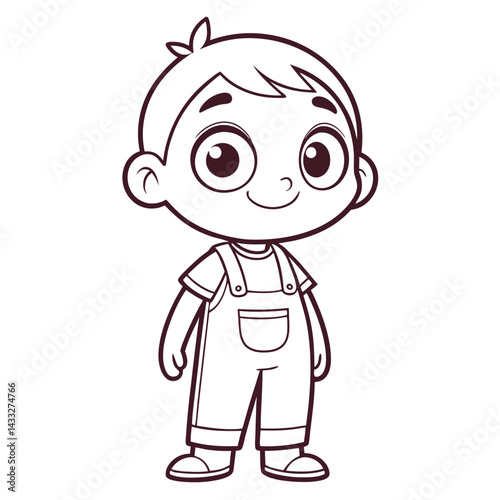 Smiling boy in overalls