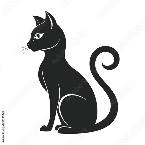 Wallpaper Mural Elegant Silhouette of a Black Cat Sitting Sideways Isolated on a White Background Torontodigital.ca