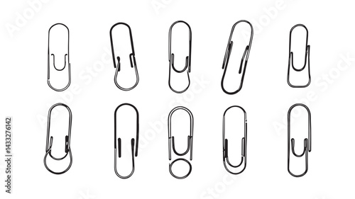 Paperclip line art illustration capturing the elegance of everyday office supplies